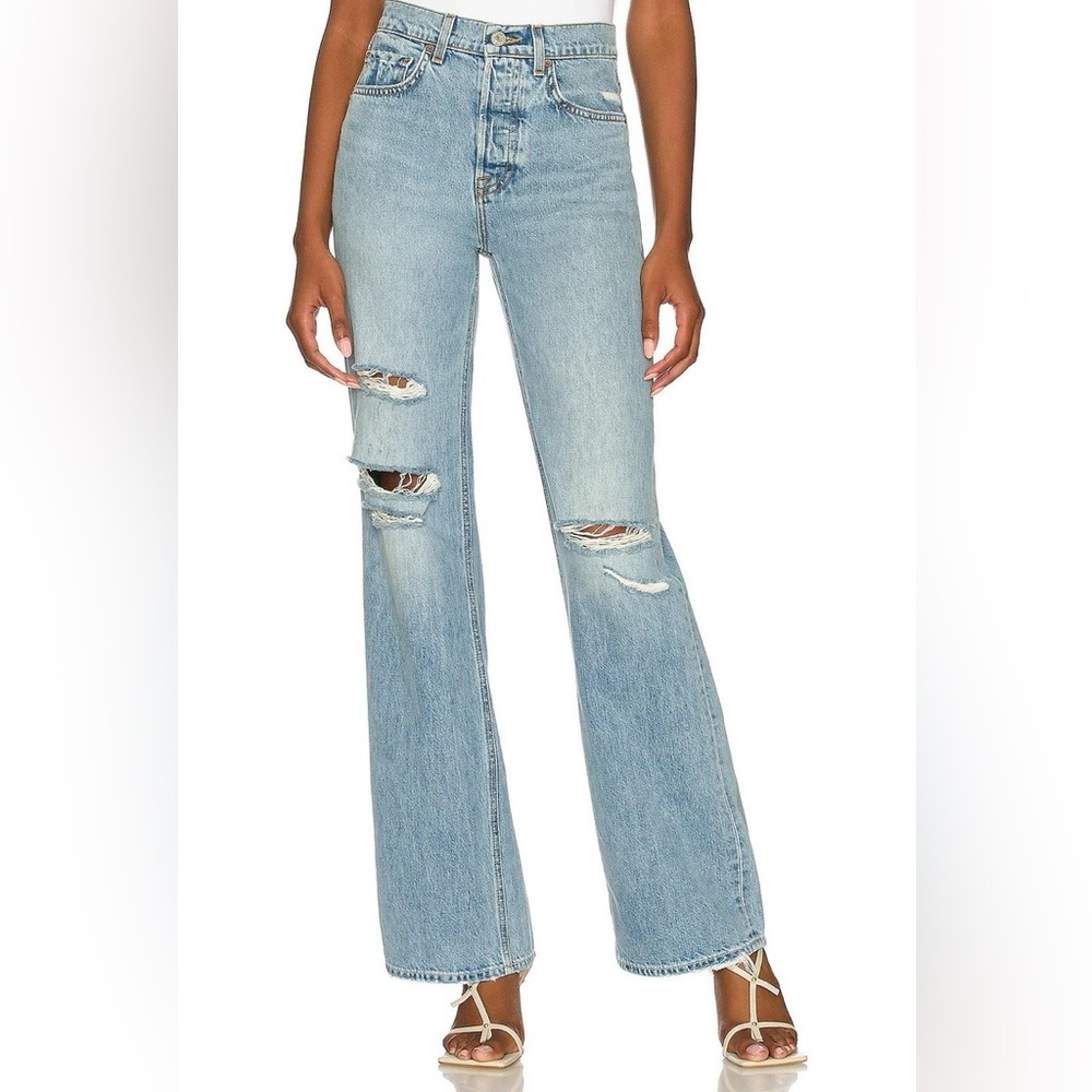 GRLFRND Brooklyn High Rise Straight jeans in Lost Palms